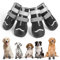 Ohcozzy Wasserdicht Hundeschuhe, Anti-Rutsch Hundestiefel mit reflektierenden Riemen, Verschleißfeste Gummisohle Hundeschuhe Pfotenschutz fürkleine, Mittlere und Große Hunde 4 Stück(L, Schwarz)