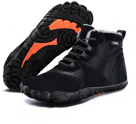 FlexEase Barefoot Stivali Invernali Impermeabile Uomo Caldo Scarpe Inverno Trekking Sneaker Outdoor Traspiranti Antiscivolo Black41