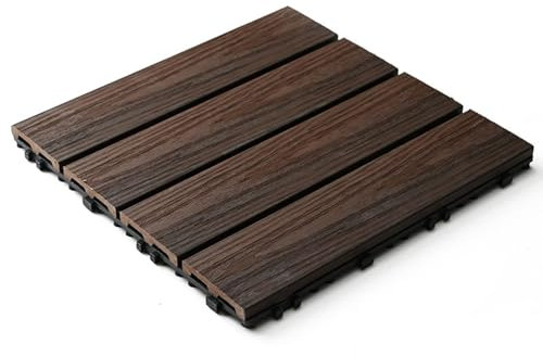 HGOuhK Wood Plastic Interlocking Flooring 8 Pieces Interlocking Plastic Wood Waterproof Decking For Garden, Terrace, Balcony, Lawn Composite Decking for Patio Porch Backyard(Rosewood)