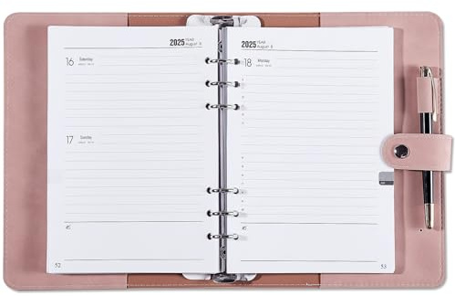 Kalender 2025 2026 A5 Buchkalender 1 Tag 1 Seite, Planer 2025/2026 Ringbuch mit Stifthalter, Extra Notizen, Kontakt, Softcover Tagesplaner, Schülerkalender 2025/2026, Terminplaner, Aug.25 bis Jul.26
