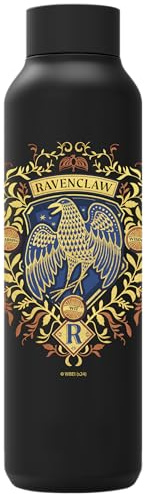 Quokka HP Ravenclaw - Borraccia termica in acciaio inox solido Jet Black 630 ml