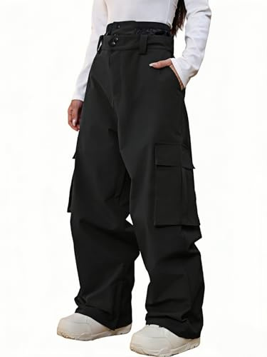 YEEFINE Men and Women's Baggy Snow Snowboard Pants Loose Fit Waterproof Unisex Cargo Ski Pants Bibs Insulated Winter