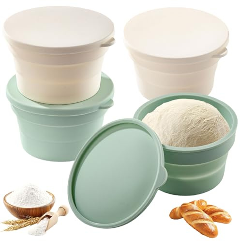 4 Pezzi Cassetta Lievitazione Pizza, Pieghevoli, Resistenti al Calore e Resistenti a Freddo, Non Facili da Attaccare, Cesto di Fermentazione del Pane, Riutilizzabile, Adatto All'impasto Fermentato