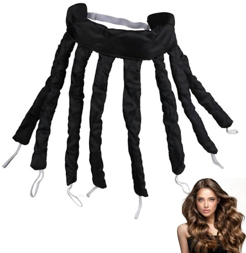 Heatless Curls Band, Octopus Hair Curler, Lockenwickler über Nacht, Haitfreier Haarwickler für Lange & Mittlere Haare, seidiges Stirnband für Natürliche Locken Ohne Hitze (Schwarz)