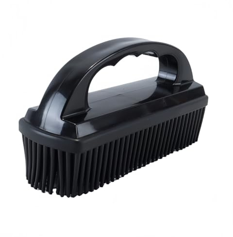 ANCLLO Rubber Hand Brush, Pet Hair Remover, Cleaning Brush for Hairs on Carpets Stairs Sofa Vehicle Interior, Reusable, Use Wet or Dry (Black)