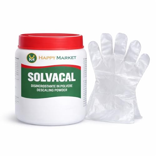 Solvacal Disincrostante in Polvere Anticalcare Forte 500g con Guanti Inclusi per WC Docce Rubinetti Scambiatori e Tubazioni Uso Professionale