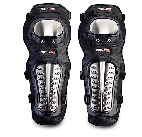 WOSAWE Gomiti Ginocchiere per Moto Adulto Lega Acciaio Motor Traspirante ATV Racing Protettori per Ginocchio (Lungo Ginocchiere)