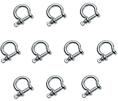 10 PCS M4 Stainless Steel Bow Shackle 5/32 (4mm) Forged Anchor Bow Shackle with Screw Pin for Paracord Jewelry Marine, Silver Color