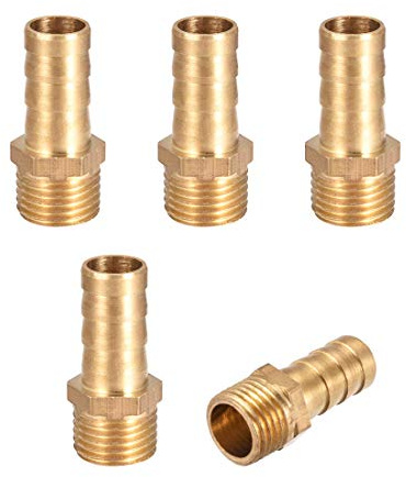 sourcing map 5 st Slangmunstycke av mässing Slangmunstycke Slanganslutning Slangkoppling Slangadapter 10 mm med krokar x 1/4 G-kontakt Rör