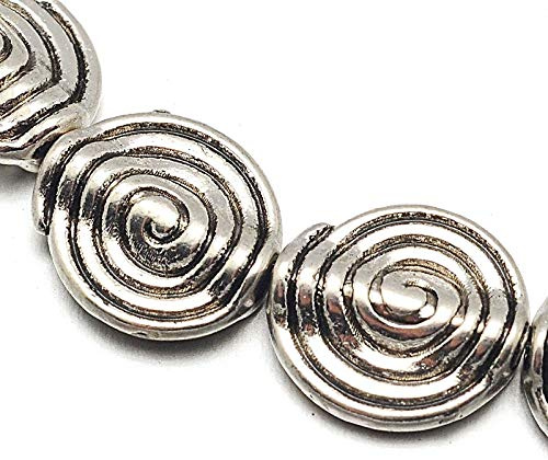 Parti intermedie tibetane in argento, 11 mm, 19 pezzi, a spirale, 1 filo di perle intermedie per il fai da te, gioielli