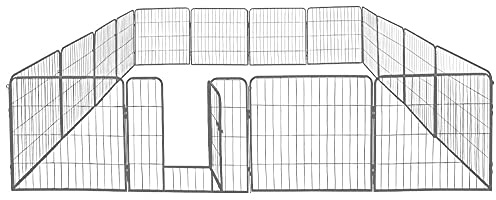 Petigi Welpenauslauf, Freilaufgehege aus pulverbeschichtetem Stahl, zusammenklappbar, Maschenweite 47 mm, inklusive Befestigung zur Verwendung im Garten, Größe (B x H):80 x 60 cm (16x)