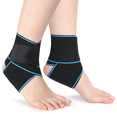 ACWOO Sprunggelenkbandage, 2 Stück Einstellbar Bandage Fußgelenk, Sport Schützen Fußgelenkbandage Sprunggelenk, Hochelastisch Knöchelstütze für Fußball Laufen Radfahren, Rechte und Linke Bandage