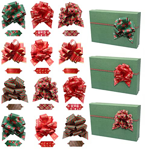CCUCKY 12 pezzi Fiocchi regalo, Fiocco Regalo Colorati per Confezioni Regalo, Fiocchi Larghi 5 Pollici per Decorazioni Natalizie