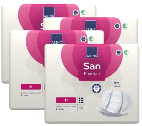 ABENA San 11 Premium Inkontinenzeinlagen MONATSPAKET (21 x 4 = 84 Stück) für Damen und Herren, 3400 ml Saugfähigkeit, schnell einziehende, diskrete und anatomische einlagen für Männer/Frauen