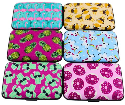 Craft 4 You Random Design RFID Credit Card Holder Cartoon Designs Printed Hard Case Holder - Block Contactless Theft Payment Protector Secure ID Bank Debit Credit Card