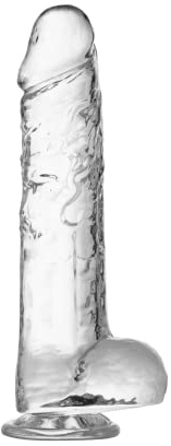 Lifelike Lover Luxe - Consolador realista con ventosa de 9.6 pulgadas - Consolador de gelatina de cristal - XL transparente