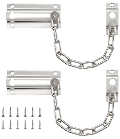 HOME MASTER HARDWARE 2 Pack Door Chain Lock, Security Chain Locks for Inside Door, Chain Door Guard Premium Thickened Lock with Screws for Home Security, Satin Brushed Nickel