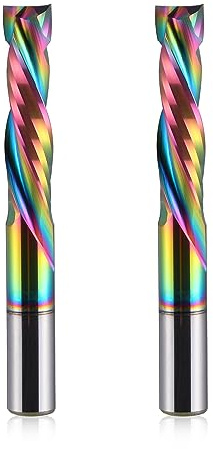 Trvoxviq Spiral Router Bits CNC End Mill, 6mm Shank Up Down Cut Compression Bit with DLC Coating, Durable Tungsten Steel CNC Bits Milling Cutter Tools for Woodworking Engraving Grooving(6x25mm, 2PCS)