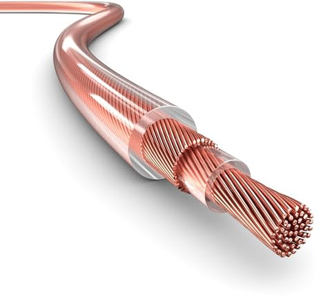 PAXO Cavo per altoparlanti coassiale da 10 m, 2 x 1,5 mm², OFC/rame puro, cavo per altoparlanti HiFi compatto e flessibile con diametro di 5,5 mm, trasparente