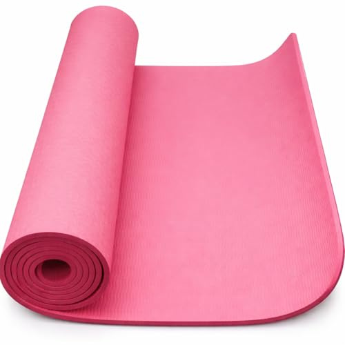 1Above yoga mat | Eco Friendly and Odour Free| Perfect for Home Gym and Outdoor Use| Ideal for Yoga and Pilates| Lightweight for Travel and Home Workout, Mats with Carry Strap Included (PINK)