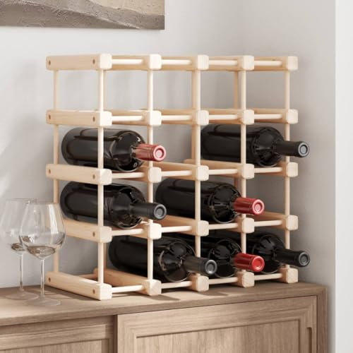 Homgoday Weinregal für 20 Flaschen Flaschenregal Weinhalter Flaschenhalter Flaschenschrank für Weinlagerung in für Küche, Bar, Esszimmer, Wohnzimmer 46,5x23x46,5 cm Massivholz Kiefer