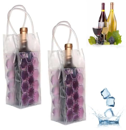Borsa refrigerante per vino, refrigeratore per vino, frigorifero, frigorifero per vino, refrigeratore per bottiglie di vino, per champagne rosso bianco o spumante, set da 2 (sacchetto per vino viola)