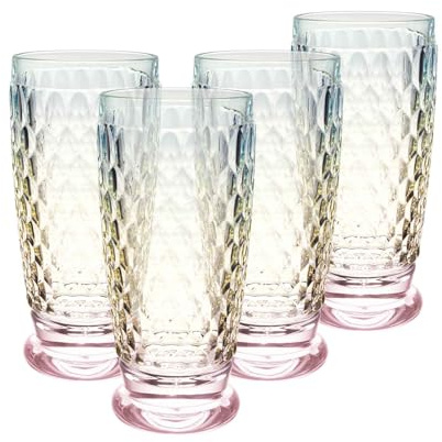 Villeroy & Boch Boston Pearl longdrinkglas set om 4, färgglada skimmrande, diskmaskinssäker, dricksglas för cocktails och longdrinks, färgglatt glas, kristallglas