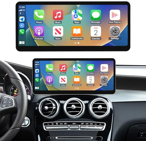 Road Top 12,3 Radio Coche CarPlay para Mercedes Benz C GLC V W205 | 2015-2018 con NTG 5.0, Radio de Coche, Pantalla HD Linux, Bisel Ultrafino, CarPlay Inalámbrico, Android Auto, MirrorLink