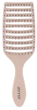 Zenner Brosse Paddle avec Fibres de Blé et Picots Nylon Flexibles | Grande brosse coussin avec picots nylon flexibles, pour démêler cheveux mouillés ou secs, tous types et extensions