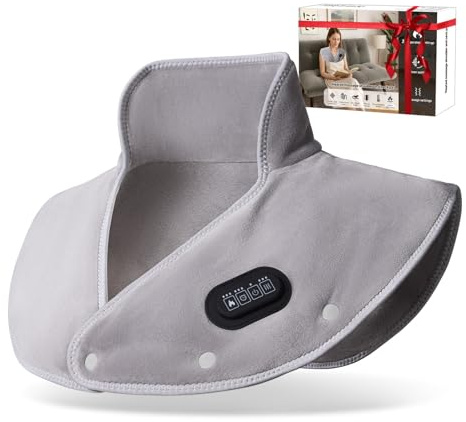 Cuscino termico senza fili per collo e spalle - 3 livelli di temperatura, 3 livelli di vibrazione, 3 timer, ricarica USB - Cuscino termico elettrico portatile, regalo per donne
