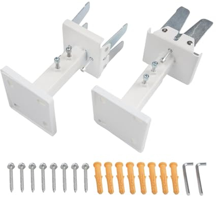 Vilgftyiet Adjustable Steel Panel Radiator Floor Support Brackets with Expansion Screws Height 14-21cm Floor Mount Radiator Stabilizer Stand Holder for Home Heating System White