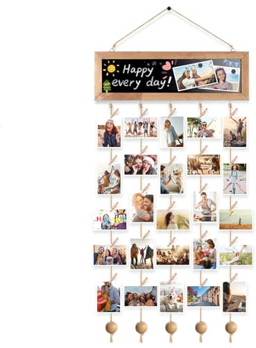 Toyzy Collage Fotos, Portafotos Marcos de Fotos Multiples con Tablero De Mensajes y 30 Pinzas Para Fotos Para Decoracion Hogar, Colgador Cuadros, Memoria Exposición y Regalo