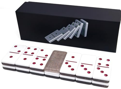 IDTQ Transparent Colored Dominoes Set for Adults - Classic Double 6 Dominoes with 28 Tiles - Colorful Dots Board Game for Family Game Night