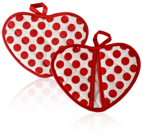 Topflappen Set, Topflappen und Ofenhandschuhe, Extrem Hitzebeständig bis 250 °C, Hochwertige & Weiche Baumwolle, Ofenhandschuhe Topfuntersetzer zum Kochen Backen Küchenzubehör (Rot)