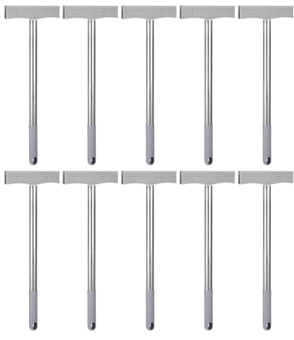 FOMIYES 10pcs Heavy Duty Stainless Steel Handheld Sign Holder with 40cm Rod and 5mm Square Clamp, Portable Queue and Exhibition Poster Stand for Business Displays and Airport Pick-up