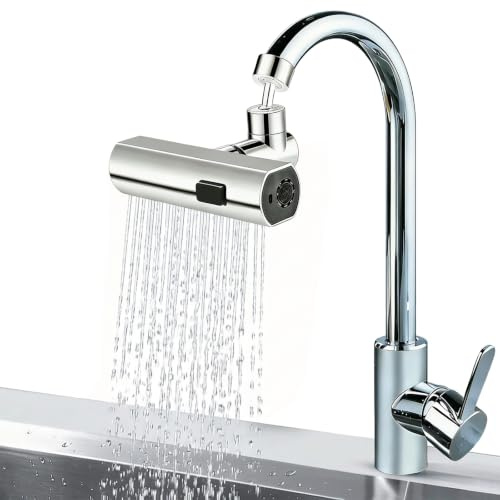 Kitchen Tap Spray Head Attachment - Sink Tap Attachment with 3 Spray Modes, 360° Rotating Faucet Aerator for Kitchen Sink, ABS Chrome Finish - Universal 22mm Adapter for Dish Washing & Cleaning
