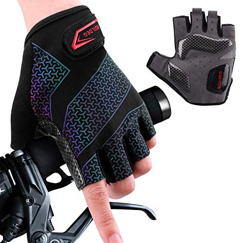 boildeg Fahrradhandschuhe Radsporthandschuhe rutschfeste und stoßdämpfende Mountainbike Handschuhe mit Signalfarbe geeiget Unisex Herren Damen