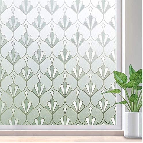 rabbitgoo Privacy Window Film Non Adhesive Frosted Glass Film Anti UV Window Sticker Self Static Cling Decorative Glass Covering for Home Kitchen Living Room, Removable & Reusable, 44.5 x 300 cm