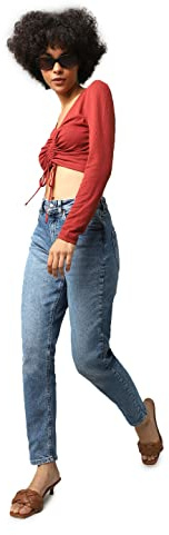 Only Femme ONLVENEDA Life MOM Jeans REA844 Noos Pantalons, Dark Blue Denim, S/34