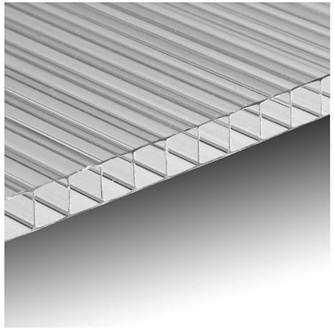 Ezooza Plaque en polycarbonate alvéolaire double paroi 200 x 98 cm, Épaisseur 10 mm, Transparent