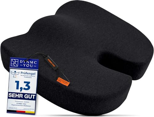DYNMC you Cojin Silla Oficina - Sentarse cómodamente - Cojin coxis - Alivio para Espalda, coxis - Cojín para sillas de Oficina y más - Cojin viscoelastico y ergonomico, de Espuma con Memoria