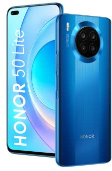 HONOR 50 Lite Smartphone Libre de 6 GB y 128 GB con Pantalla FullView de 6.67 Pulgadas, Teléfono Móvil Android, Cámara Cuádruple de 64 MP, SuperCharge de 66 W, Dual SIM y NFC, GMS, Blue (ES Versión)