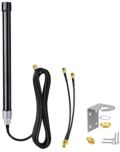 Bingfu Antenna 4G LTE Esterna 5dBi SMA Wall Mount Impermeabile Antenna in Fibra di Vetro con Cavo Sdoppiatore di Doppio SMA-M Compatibile con 4G Cellulare Router Gateway Modem Fotocamera da Caccia