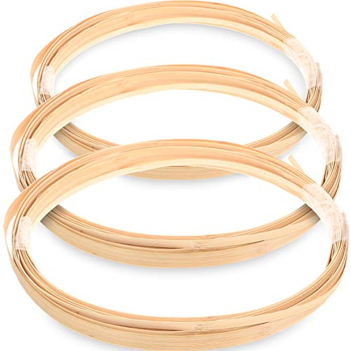 Sewroro 3 Rolls of Strip Wide Thin Flat Cane Reed Coil Flat Reed Basket Rattan Rattan Cane for Basket Weaving Rattan Cane Webbing DIY Crafts Yellow, 300X1.5cm