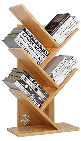 CHEMYO Libreria da Tavolo, Scaffale per Libri a 4 Livelli a Forma di Albero Scaffale Autoportante Regolabile, per Soggiorno Camera da Letto Studio (Color : Wood, Size : 30x17x53cm)