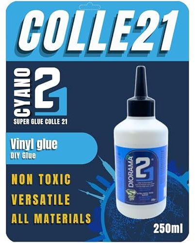 Colle Blanche Vinylique Colle21 - Flacon de 250 ml, colle à bois ultra forte, extra résistante pour menuiserie, bricolage et travaux de précision (Colle blanche vinylique 250ml)