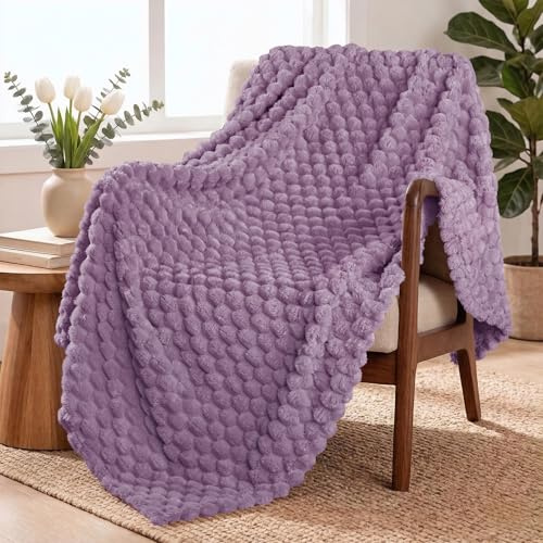 Exclusivo Mezcla Large 3D Fleece Blanket for Sofa, Couch, Grayish Purple | 127x178 cm, Super Soft Lightweight Plush Throw Blanket for Adults, Decorative Fluffy Sofa Throw for Living room, All Seasons