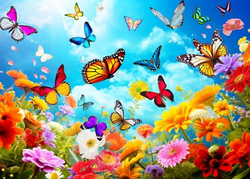 Jigsaw Puzzles 1000 Pieces for Adults jigsaw puzzles for adults 1000 Piece Puzzle Educational Games Home Decoration Puzzle-Blooming Flowers and Butterflies