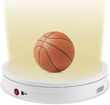 SHZICMY Elektrisch Drehteller mit Led-Licht, 42cm 50KG Wiederaufladbarer Drehplattform mit Fernbedienung, 360 Grad Elektrische Displayständer für Produktanzeige