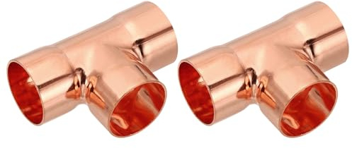 PATIKIL 28mm ID 1mm dicke T-Stück Kupferfittings Kupfer Lötfitting Kupferarmatur, 2 Stück 99,9% reines Kupferrohrfitting mit kurzem Radius und Schweißlötverbindung